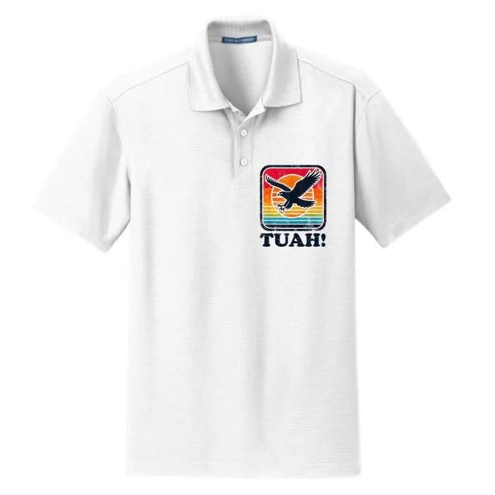 Funny Hawk Tuah Tush Camping Hiking Dry Zone Grid Performance Polo