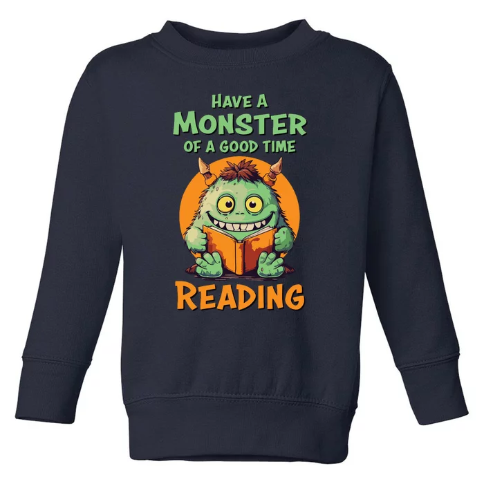 Funny Halloween Teacher Librarian Monster Reading Books Toddler Sweatshirt