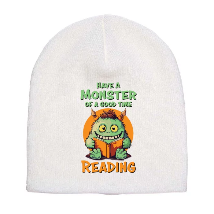 Funny Halloween Teacher Librarian Monster Reading Books Short Acrylic Beanie