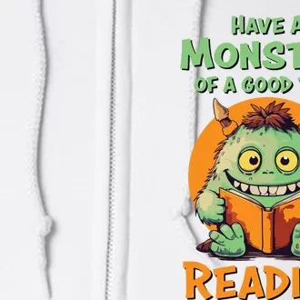 Funny Halloween Teacher Librarian Monster Reading Books Full Zip Hoodie