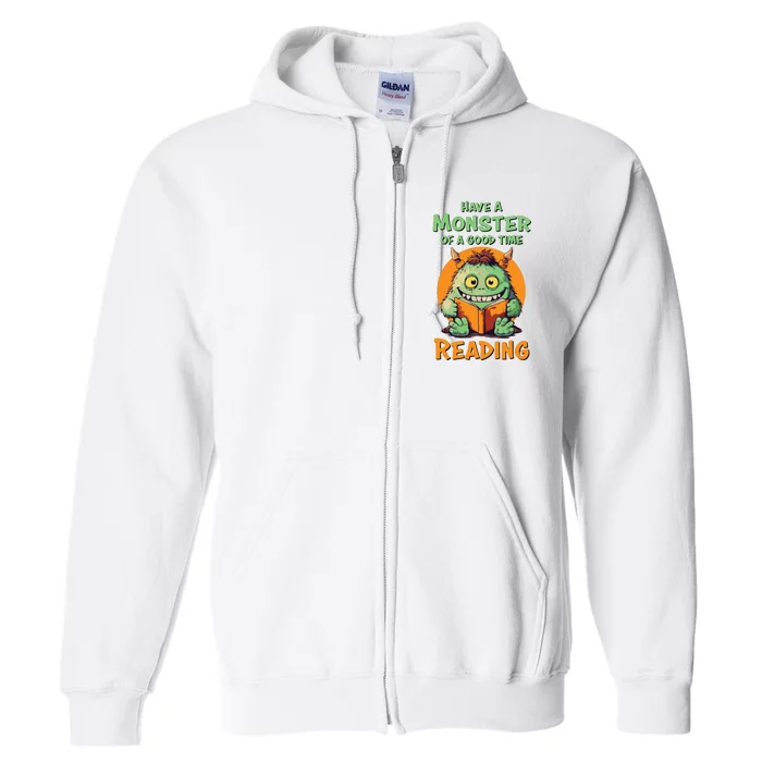 Funny Halloween Teacher Librarian Monster Reading Books Full Zip Hoodie