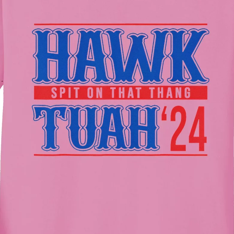 Funny Hawk Tuah 24 Sayings Design Kids Long Sleeve Shirt