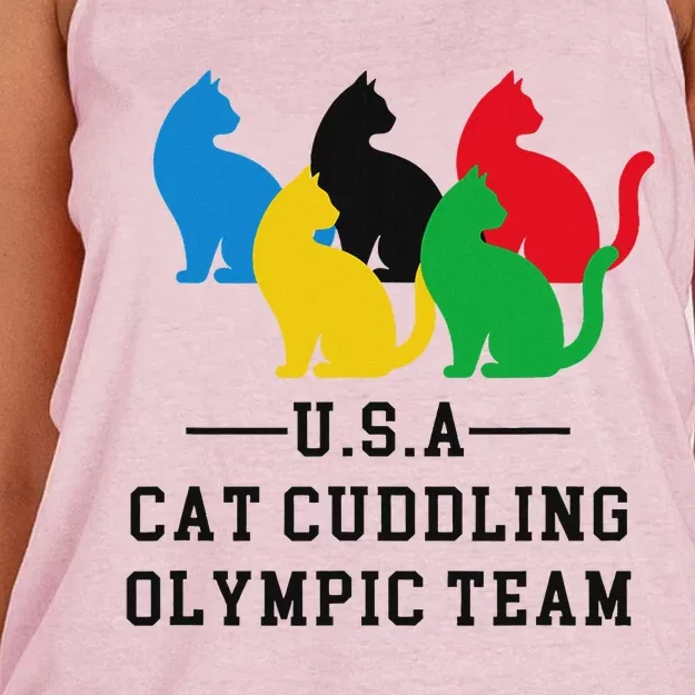 Funny Hawk Tush Cute Cat Cuddling Olympic Teamhawk Tuah 24 Funny Tank Top Design Women's Knotted Racerback Tank