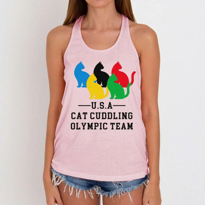 Funny Hawk Tush Cute Cat Cuddling Olympic Teamhawk Tuah 24 Funny Tank Top Design Women's Knotted Racerback Tank