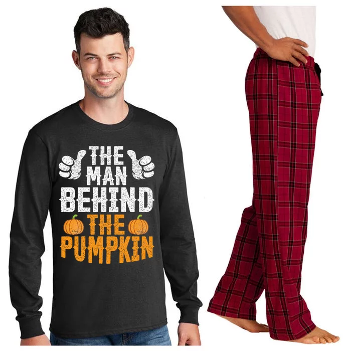 Funny Halloween The Man Behind The Pumpkin Dad Husband Long Sleeve Pajama Set