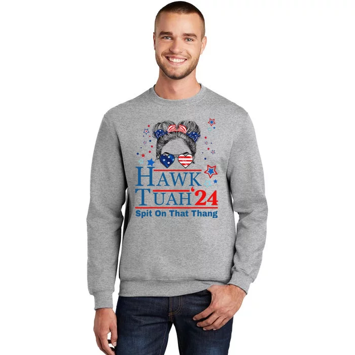 Funny Hawk Tush Messy Bun Design Tall Sweatshirt