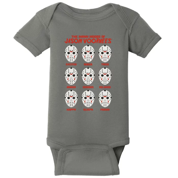 Funny Halloween The Many Moods Of Jason Voorhees Baby Bodysuit