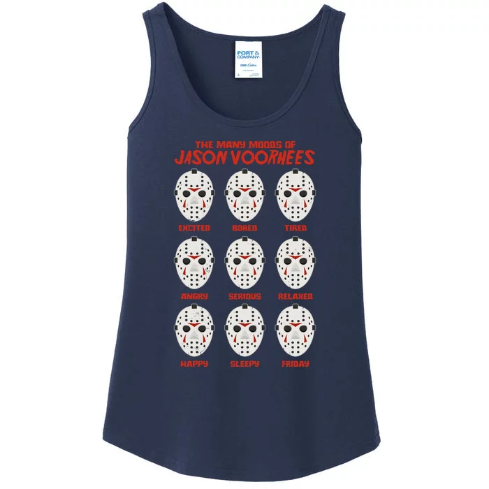 Funny Halloween The Many Moods Of Jason Voorhees Ladies Essential Tank