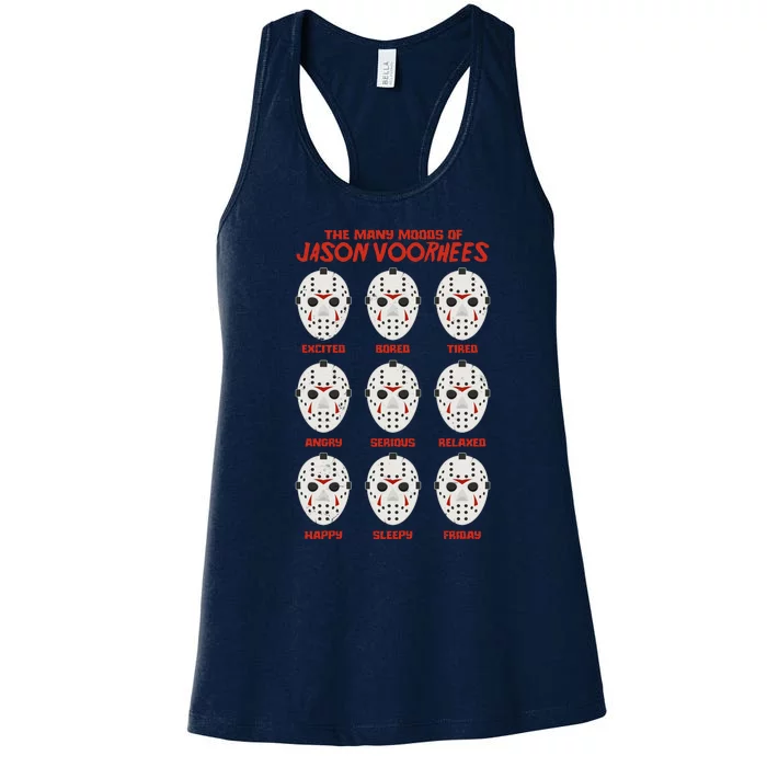 Funny Halloween The Many Moods Of Jason Voorhees Women's Racerback Tank