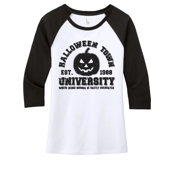 Funny Halloween Town University Est 1988 Where Being Normal Is Vastly Overrated Women's Tri-Blend 3/4-Sleeve Raglan Shirt