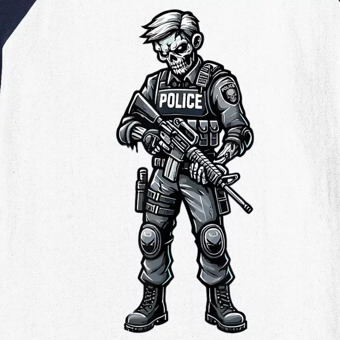 Fun Halloween Tactical Zombie Creepy Police Officer Costume Baseball Sleeve Shirt