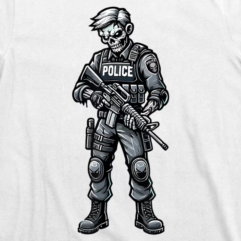 Fun Halloween Tactical Zombie Creepy Police Officer Costume T-Shirt