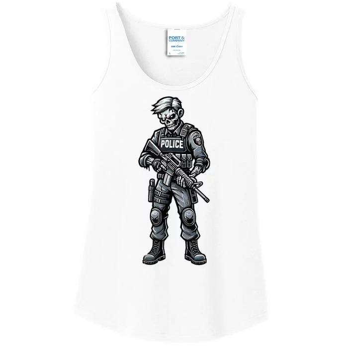 Fun Halloween Tactical Zombie Creepy Police Officer Costume Ladies Essential Tank