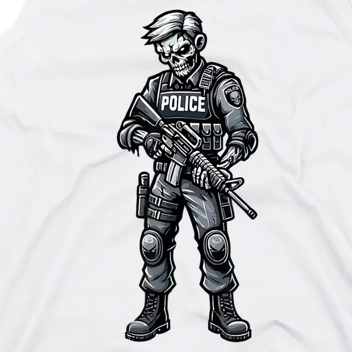 Fun Halloween Tactical Zombie Creepy Police Officer Costume Tank Top