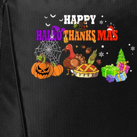 Funny Halloween Thanksgiving Christmas Happy Hallothanksmas Cute Gift City Backpack