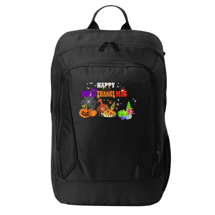 Funny Halloween Thanksgiving Christmas Happy Hallothanksmas Cute Gift City Backpack