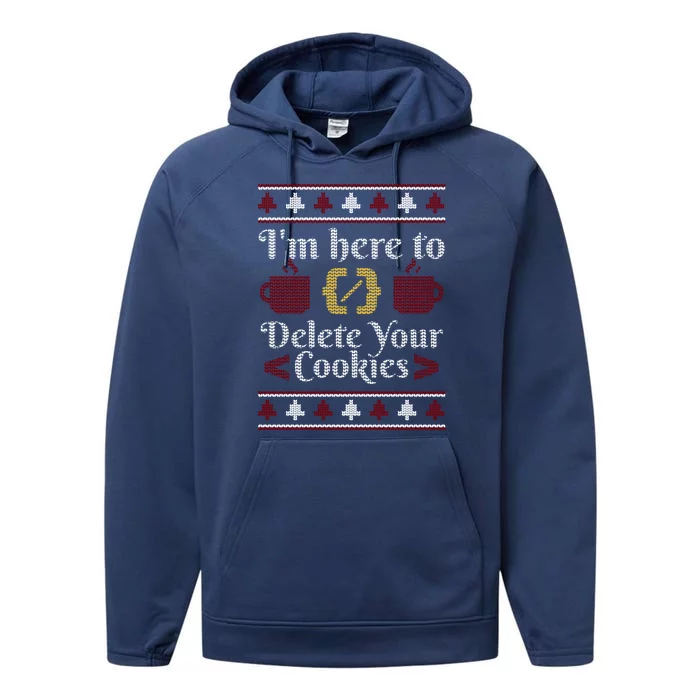 Funny Here To Delete Your Cookies It Helpdesk Christmas Gift Performance Fleece Hoodie