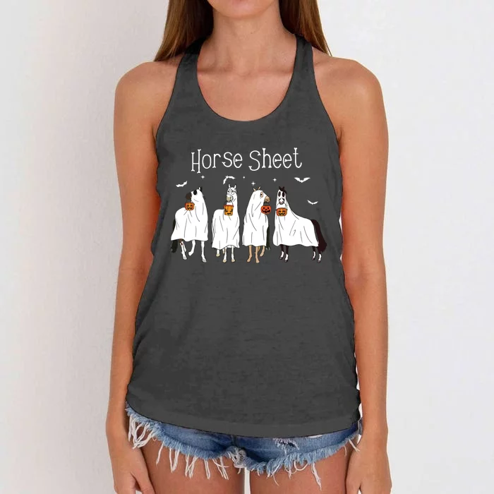 Funny Horse This Is Boo Sheet Ghost Boo Halloween Outfit Women's Knotted Racerback Tank