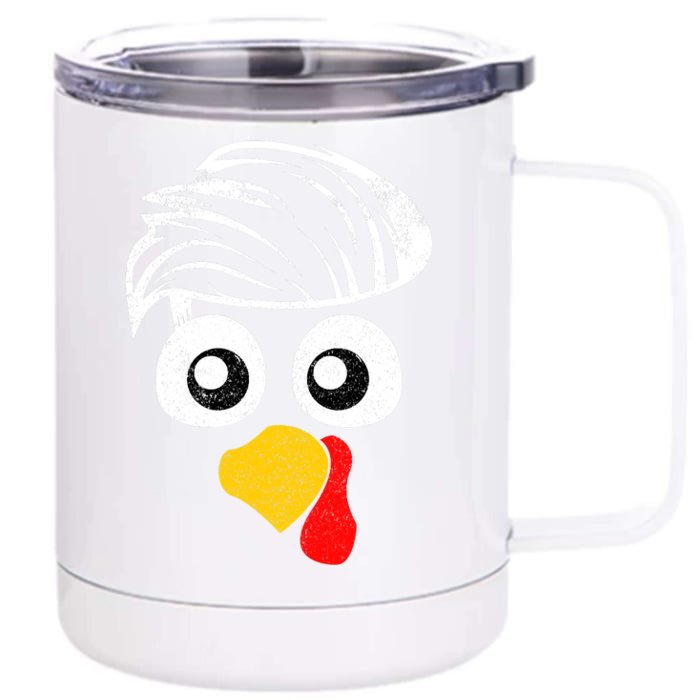 Funny Handsom Turkey Face, Hairstyle for Thanksgiving party Front & Back 12oz Stainless Steel Tumbler Cup