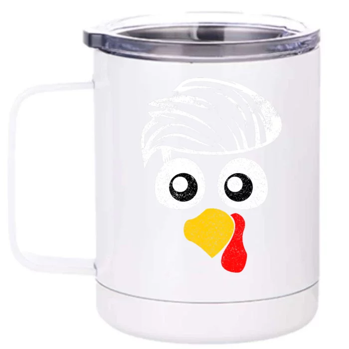 Funny Handsom Turkey Face, Hairstyle for Thanksgiving party Front & Back 12oz Stainless Steel Tumbler Cup