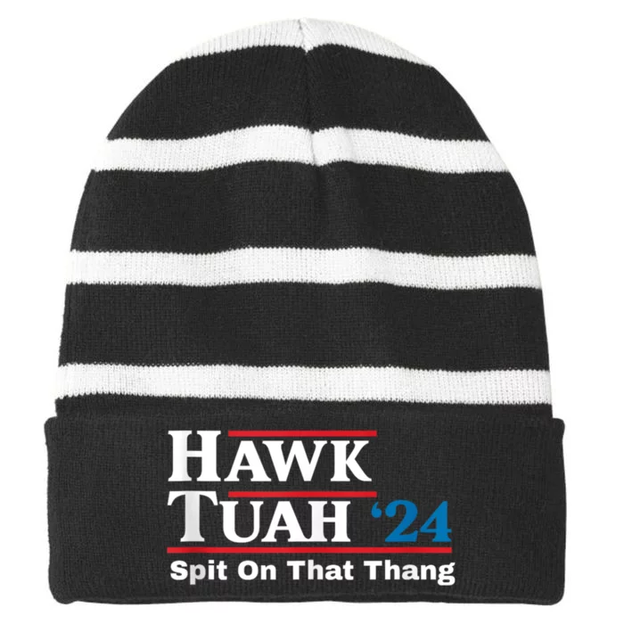 Hawk Tuah 24 Spit On That Striped Beanie with Solid Band