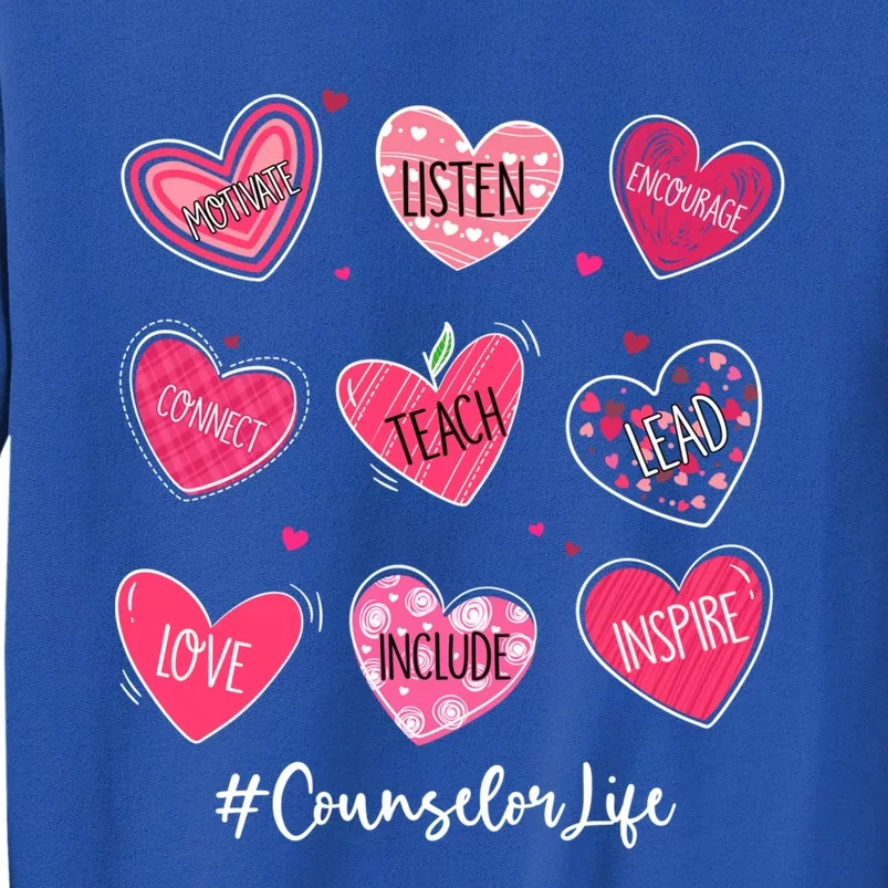 Funny Hearts Teach Love Inspire Counselor Life Valentines Gift Sweatshirt