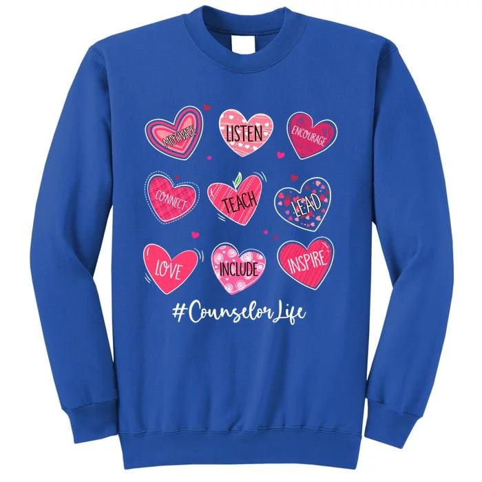 Funny Hearts Teach Love Inspire Counselor Life Valentines Gift Sweatshirt