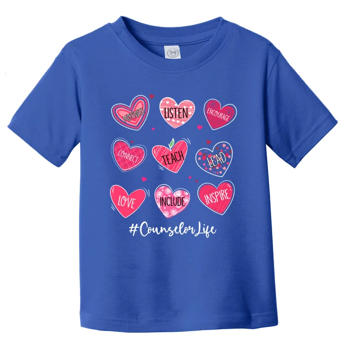 Funny Hearts Teach Love Inspire Counselor Life Valentines Gift Toddler T-Shirt