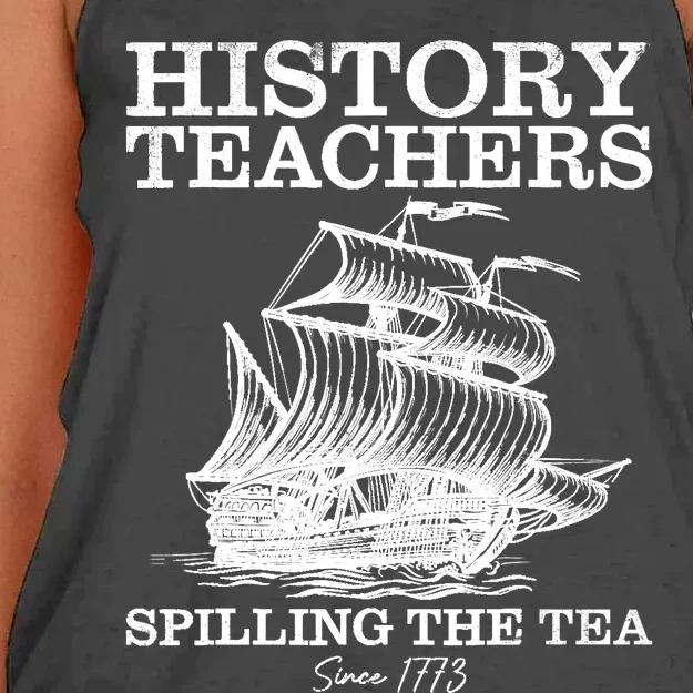 Funny History Teacher Saying Spilling Tea Since 1773 Teacher Women's Knotted Racerback Tank