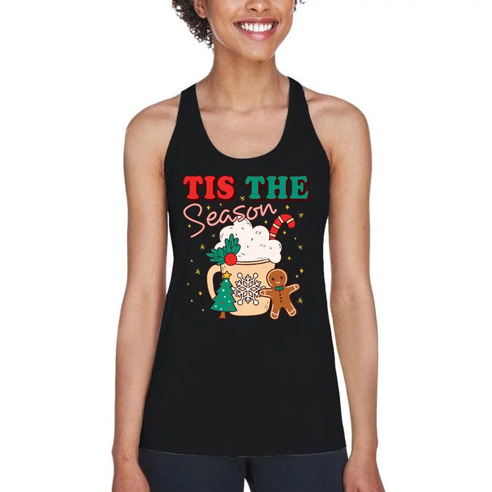 Festive Holiday Treats Christmas Tree Cake Gingerbread Santa Cookies Women's Racerback Tank