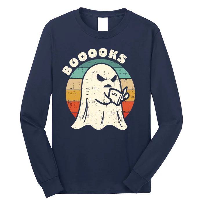 Funny Halloween Teacher Booooks Ghost Reading Book Long Sleeve Shirt