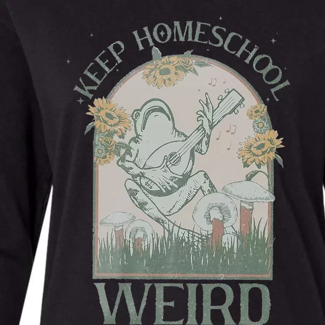 Funny Homeschool Teaching Keep Homeschool Weird Frog Mushroom Womens Cotton Relaxed Long Sleeve T-Shirt