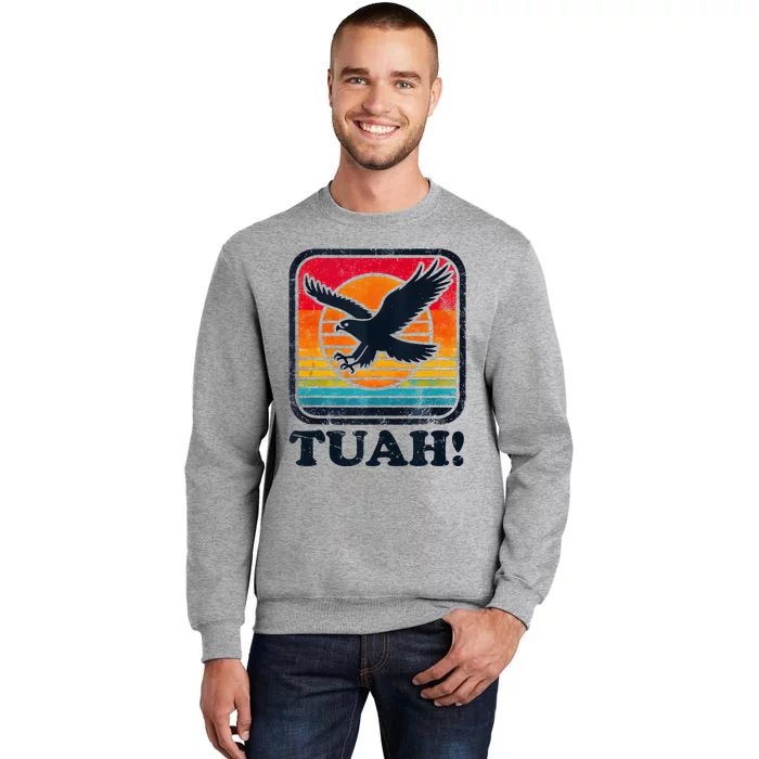 Funny Hawk Tuah Tush Camping Hiking Tall Sweatshirt