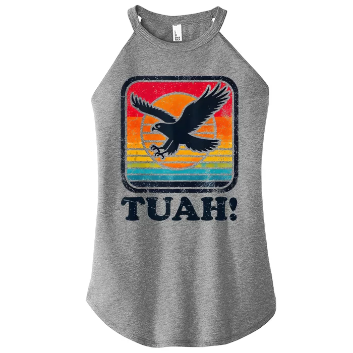 Funny Hawk Tuah Tush Camping Hiking Women’s Perfect Tri Rocker Tank