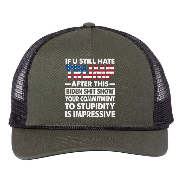 Funny Hate Trump After Biden If U Still Hate Trump After This Biden Retro Rope Trucker Hat Cap