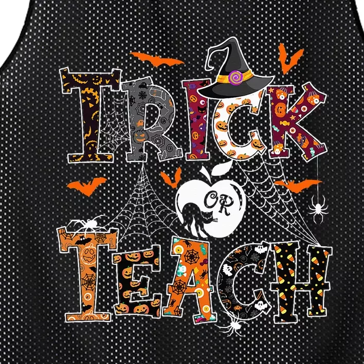 Fall Holiday Themed Thanksgiving Halloween Teacher Trick Or Teach Mesh Reversible Basketball Jersey Tank