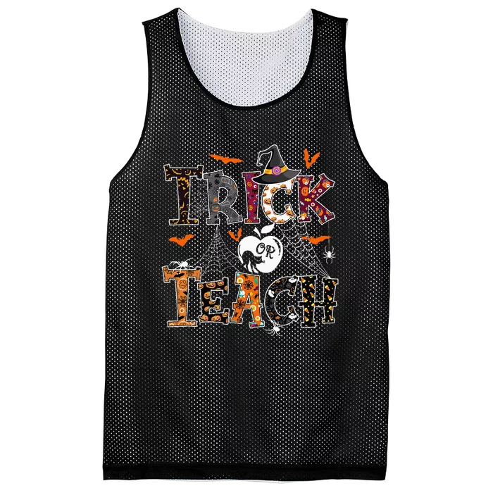 Fall Holiday Themed Thanksgiving Halloween Teacher Trick Or Teach Mesh Reversible Basketball Jersey Tank