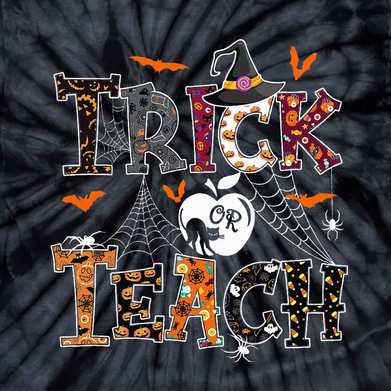 Fall Holiday Themed Thanksgiving Halloween Teacher Trick Or Teach Tie-Dye T-Shirt