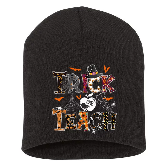 Fall Holiday Themed Thanksgiving Halloween Teacher Trick Or Teach Short Acrylic Beanie