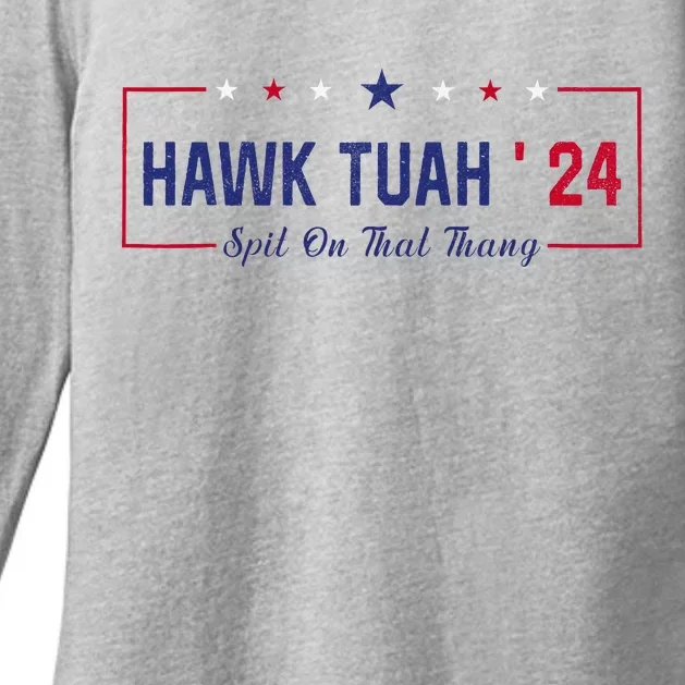 Funny Hawk Tuah 24 Spit On That Thang Womens CVC Long Sleeve Shirt