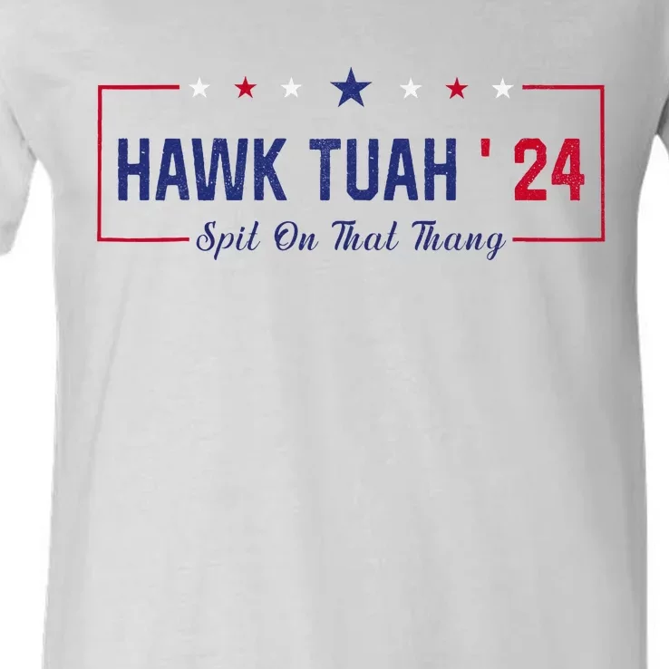 Funny Hawk Tuah 24 Spit On That Thang V-Neck T-Shirt