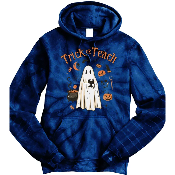 Funny Halloween Trick Or Teach Teachers Gifts Cute Ghost Tie Dye Hoodie