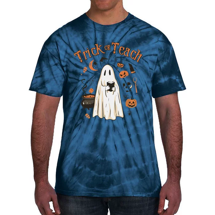 Funny Halloween Trick Or Teach Teachers Gifts Cute Ghost Tie-Dye T-Shirt