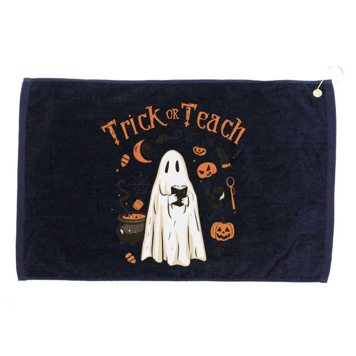 Funny Halloween Trick Or Teach Teachers Gifts Cute Ghost Grommeted Golf Towel