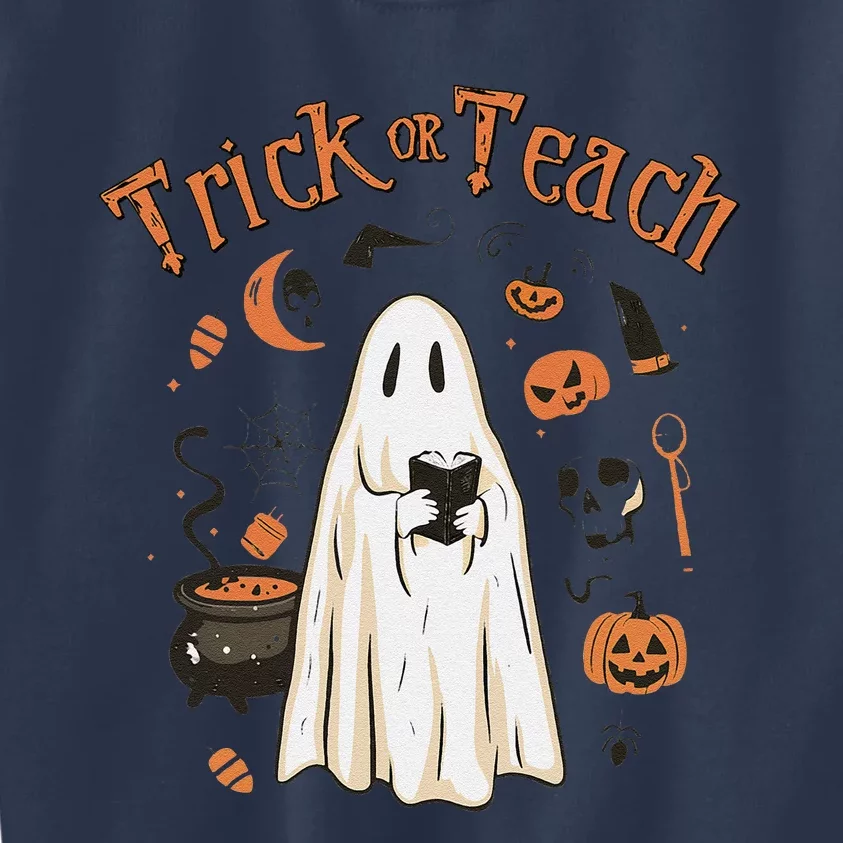 Funny Halloween Trick Or Teach Teachers Gifts Cute Ghost Kids Sweatshirt