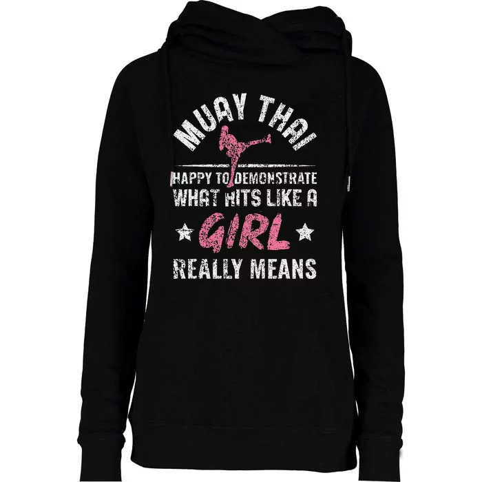 Funny Happy To Demonstrate Thai Boxing Muay Thai Womens Funnel Neck Pullover Hood