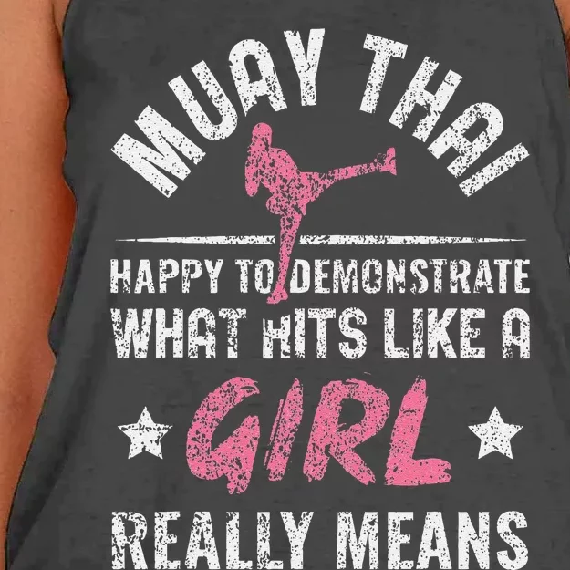 Funny Happy To Demonstrate Thai Boxing Muay Thai Women's Knotted Racerback Tank