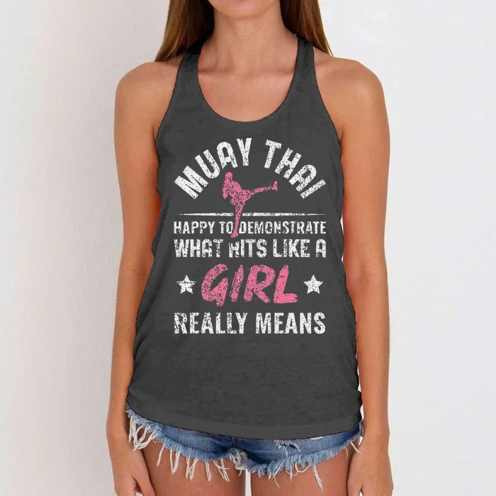 Funny Happy To Demonstrate Thai Boxing Muay Thai Women's Knotted Racerback Tank