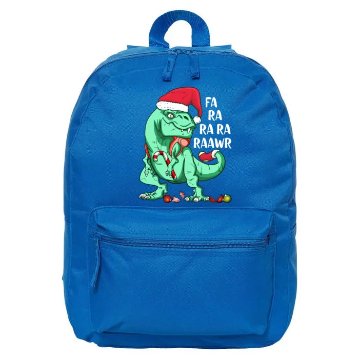 Funny Holiday Tcool Giftrex In Santa Hat Fa Ra Rawr Christmas Gift 16 in Basic Backpack