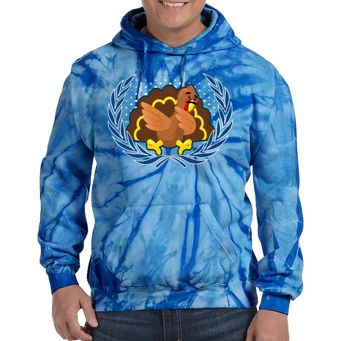 Funny Happy Thanksgiving Turkey Dabbing Dancing Cute Gift Tie Dye Hoodie